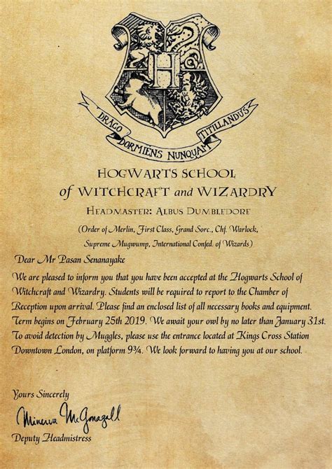 Carta De Aceptacion De Hogwarts Original Sample Site V | Images and ...