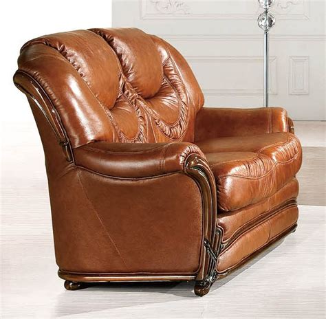 Brown Classic Italian Leather Loveseat Shop modern Italian and luxury furniture, Prime Classic ...