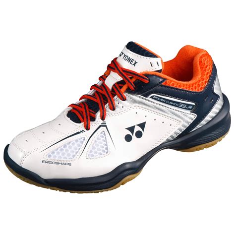 Yonex Kids Power Cushion SHB 35 Badminton Shoes - White/Orange - Tennisnuts.com