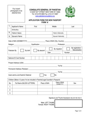 Application Form - Consulate General Of Pakistan New York - Pakistanconsulateny - Fill and Sign ...