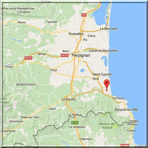 Pyrénées Orientales - Argeles sur mer - Position château Pujols sur carte - Château féodal et ...