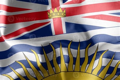 3D illustration flag of British Columbia is a region of Canada. 8027105 ...