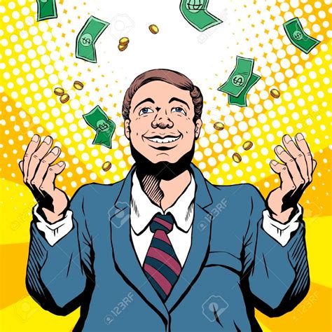 pop art illustration - money falls down from sky in retro comic style ...