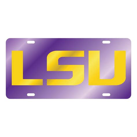 LSU License Plate Purple and Gold LSU Logo