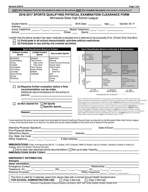 Physical Examination Form Template Database