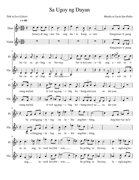 Sa Ugoy ng Duyan Sheet music for Flute, Violin (Mixed Duet) | Musescore.com