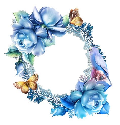 Floral Blue Frame PNG Transparent Images - PNG All