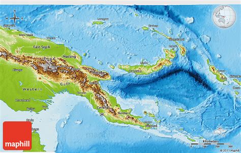 Physical 3D Map of Papua New Guinea