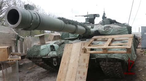 Russia's newest tank T-90M Proryv-3 with stealth cape, seen in Ukraine