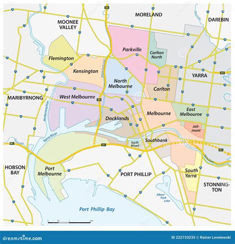 Administrative and Streets Map of the City of Melbourne, Victoria ...