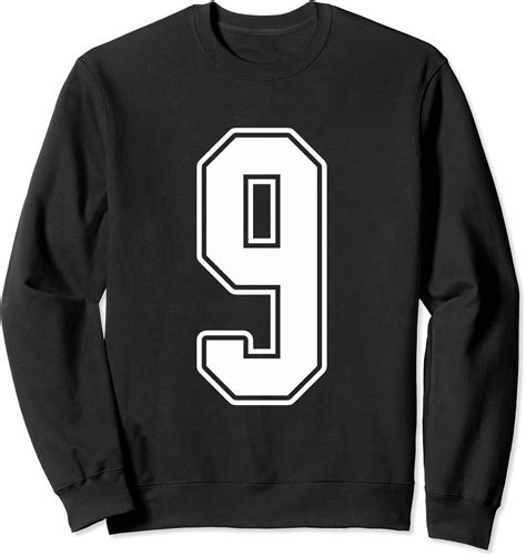 Amazon.com: #9 White Outline Number 9 Sports Fan Jersey Style Sweatshirt : Clothing, Shoes & Jewelry