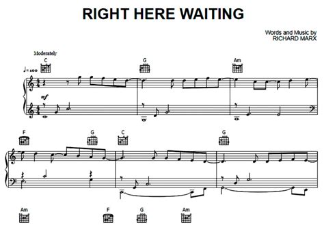 Richard Marx-Right Here Waiting Free Sheet Music PDF for Piano | The ...