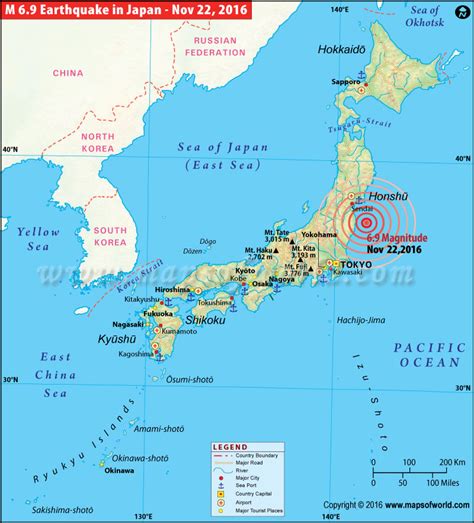 Japan Earthquakes Map, Areas Affected by Earthquakes in Japan