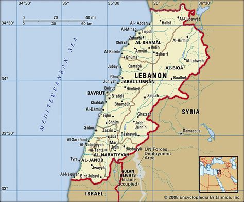 Map of Lebanon and geographical facts, Where Lebanon is on the world map - World atlas