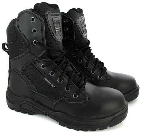 SWAT pour homme Militaire Combat Travail de police Armée Bottes De Sécurité Cuir Noir Taille 7 ...