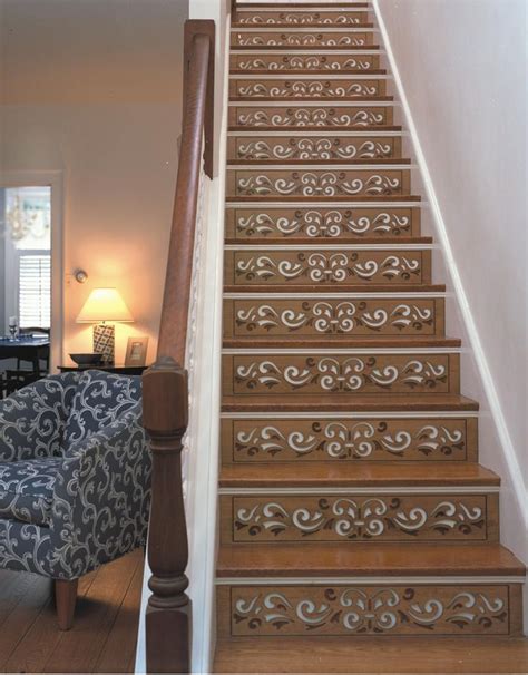 Decorative Stair Risers - Carved Hardwood "Traditional Scroll Dramatic ...