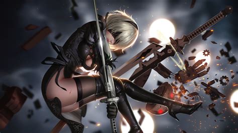 Automata, Girl, Sword, Fight - Nier Automata 2b Wallpaper 4k ...