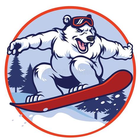 a polar bear riding a snowboard in the snow