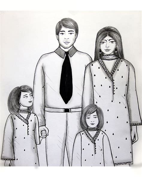 Traditional Family Drawing Very Easy | How to Draw a Family Picture Very Easy | Family drawing ...