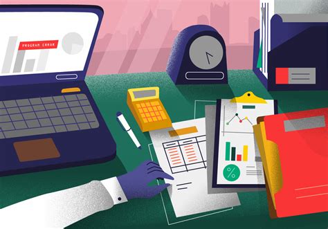 Bookkeeping Office Desk Vector Illustration 158719 Vector Art at Vecteezy