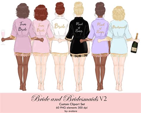 Bridesmaid Clipart Bride Robe Clipart Best Friends Clipart Bride Tribe ...