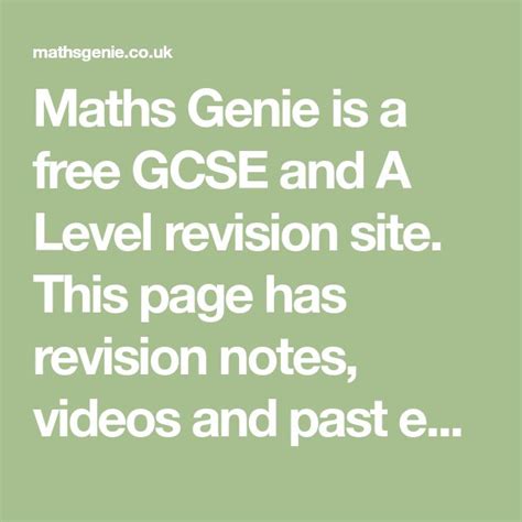 Maths Genie - Free GCSE and A Level Revision Site