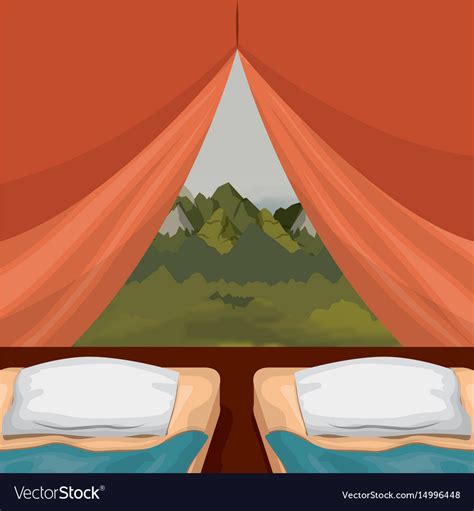 Colorful background interior camping tent Vector Image