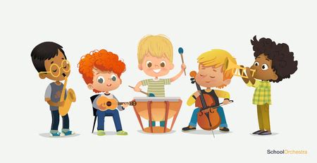 Vector of Boy Orchestra Play Different - ID:124003937 - Royalty Free Image - Stocklib