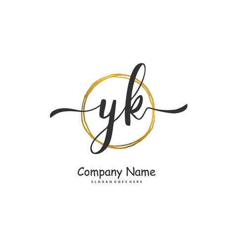 YK Initial handwriting and signature logo design with circle. Beautiful ...