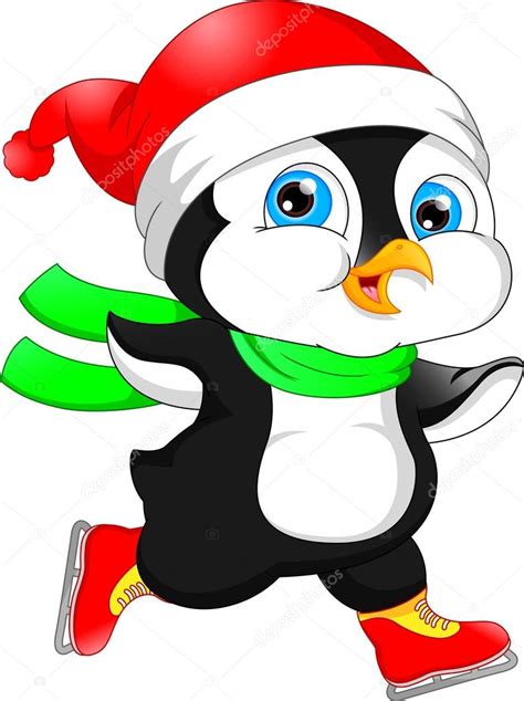 Cute penguin ice skating — Stock Vector © lawangdesign #124963316