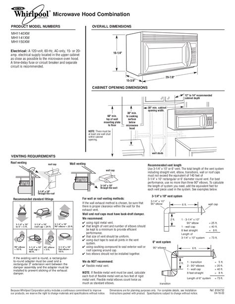 PDF manual for Whirlpool Microwave MH1140XM