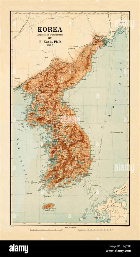 Map Of Korea 1903 Stock Photo - Alamy