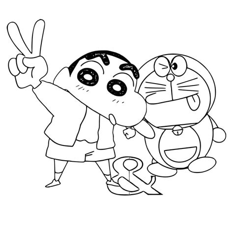 Shin chan and Doraemon coloring page - Download, Print or Color Online ...