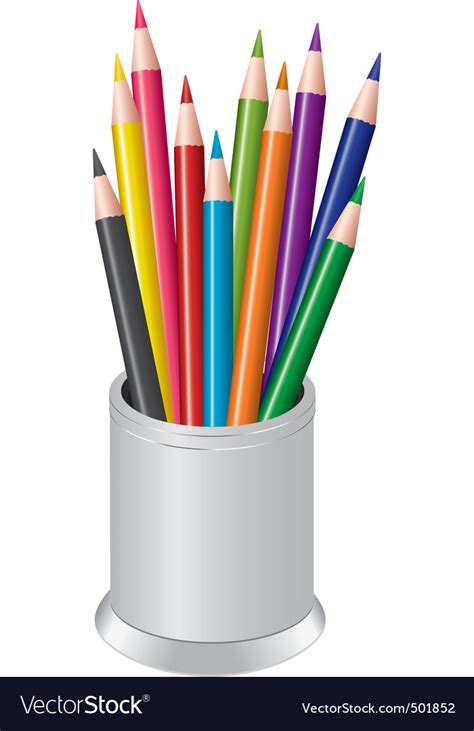 Pencils in a pen cup Royalty Free Vector Image