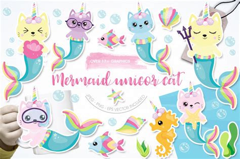 Mermaid Unicorn Cat Graphic by Prettygrafik · Creative Fabrica