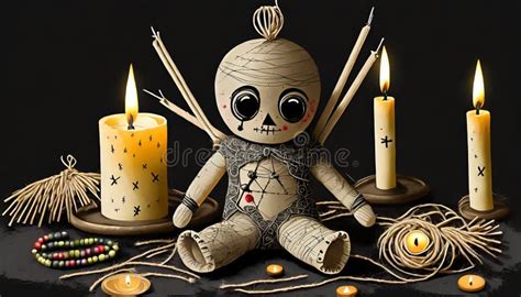 Voodoo Doll Cult Religious Rituals, Candles. Occultism, Esoteric, Divination and Wicca Concept ...