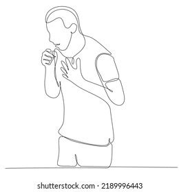 Continuous Line Drawing Man Coughing Because Stock Vector (Royalty Free ...