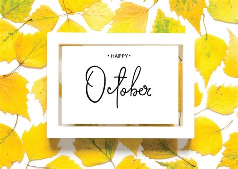 Premium Photo | Inscription happy october pattern of yellow autumn leaves isolated on white image