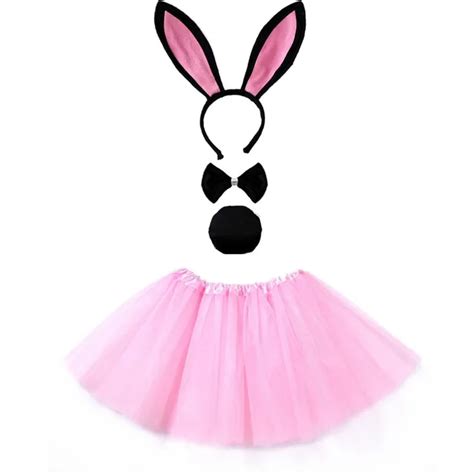 Bunny Ear Headband Tutu Set Black pink white Costume Hen Party big Rabbit ear hairbands Cosplay ...