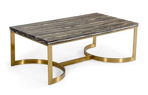 Modrest Greely - Glam Black and Gold Marble Coffee Table