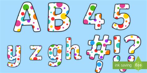 Multicolored Polka Dot Bulletin Board Letters and Numbers Pack