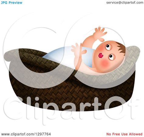 Clipart of Baby Moses in a Basket, over White - Royalty Free Illustration by Prawny #1297764