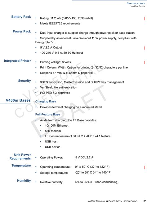 Verifone V400M4G Point of Sale Terminal User Manual Technical