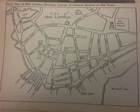 Map of New London CT 1830-1840 | New london, London, River thames