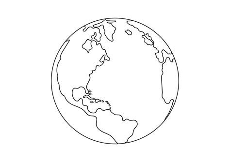 Black And White Planet Earth Clipart Vector. Coloring Page Of Planet ...