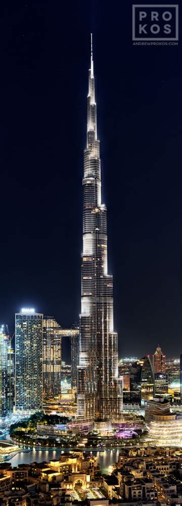 Burj Khalifa Night Panorama II - Vertical HD Art Photo by Andrew Prokos