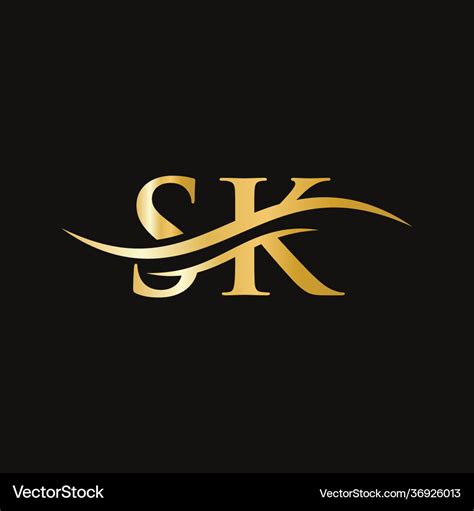 Initial linked letter sk logo design Royalty Free Vector