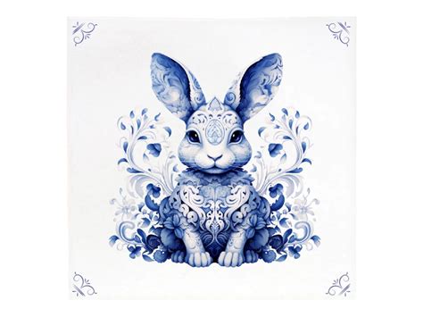 Delft Blue Delft Blue Ceramic Tile Delft Blue Rabbit Delft - Etsy