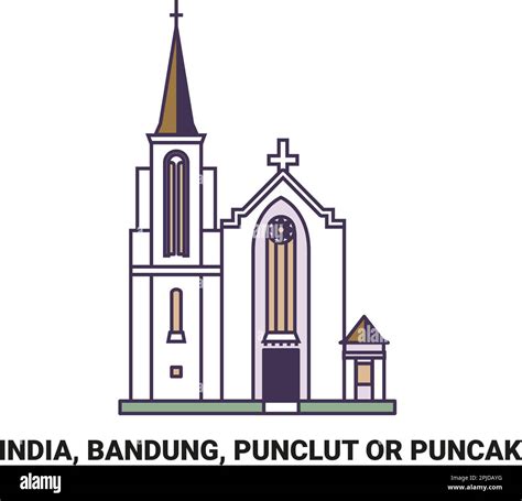 India, Bandung, Punclut Or Puncak travel landmark vector illustration ...