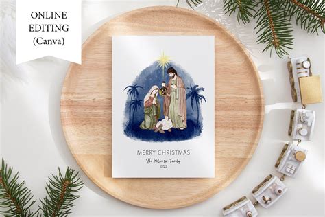 Christmas Card Nativity Scene Religious Holiday Card By Paw Studio ...